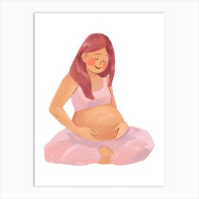 Pregnant Woman In Yoga Pose Art Print