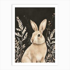 Tan Rabbit Minimalist Illustration 1 Art Print