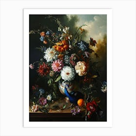 Baroque Floral Still Life Peacock Flower 2 Art Print