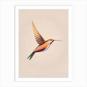 Hummingbird In Flight Retro Minimal Art Print