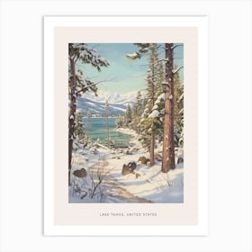 Vintage Winter Poster Lake Tahoe Usa 2 Art Print