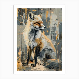 Arctic Fox Precisionist Illustration 2 Art Print
