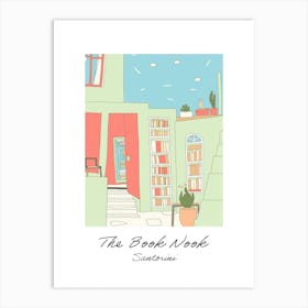 Santorini The Book Nook Pastel Colours 1 Poster Art Print