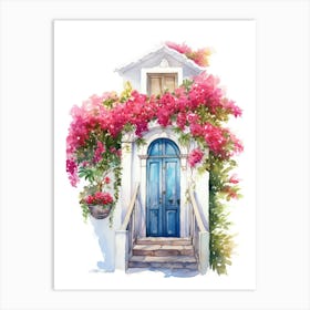 Santorini, Greece   Mediterranean Doors Watercolour Painting 6 Art Print