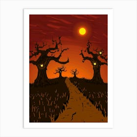 Halloween Night In The Forest Art Print