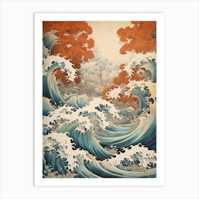 Tsunami Waves Japanese Illustration 5 Art Print