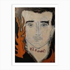 Jack Kerouac  orange and black Art Print