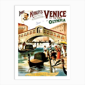 Rialto Bridge, Venice, Presentation, Travel Poster Art Print