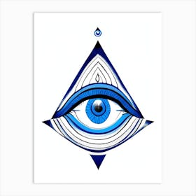 The Ajna Chakra, Symbol, Third Eye Blue & White 4 Art Print