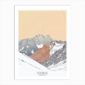 Toubkal Morocco Color Line Drawing 2 Poster Art Print