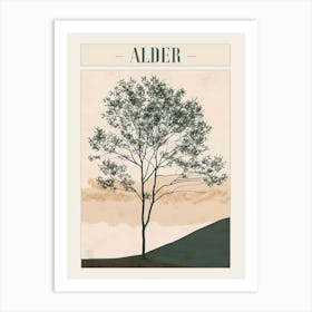 Alder Tree Minimal Japandi Illustration 4 Poster Art Print