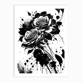 Black And White Roses 1 Art Print