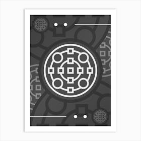 Geometric Glyph Abstract Array in White and Gray n.0056 Art Print
