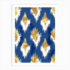 Gold And Blue Abstract Pattern Art Print