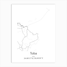 Toba,Japan Minimalist Map Art Print