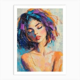 Girl With Colorful Hair Art Print