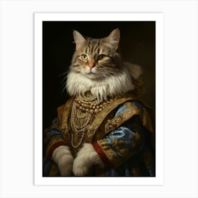 Cat In Royal Gold Clothing Art Print