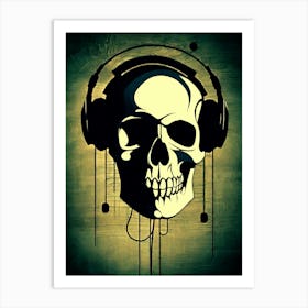 Skull With Headphones 125 Art Print