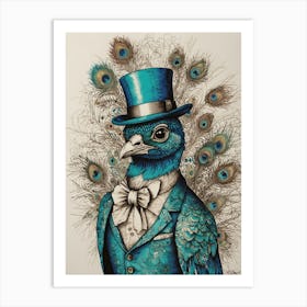 Blue Peacock Art Print