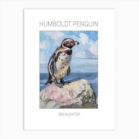 Humboldt Penguin Breakwater Watercolour Painting 4 Poster Art Print