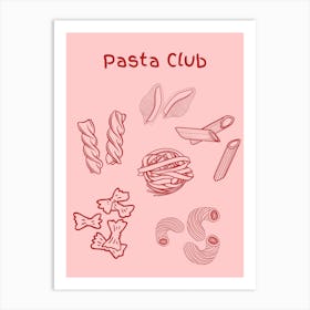 Pasta Club Poster Pink & Red Art Print