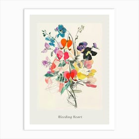 Bleeding Heart 1 Collage Flower Bouquet Poster Art Print
