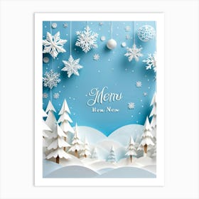 A Festive Greeting Design Winter Themed Typography Converges On A Celebratory Header Decorated Wit (7) Art Print