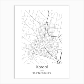 Koropi,Greece Minimalist Map Art Print