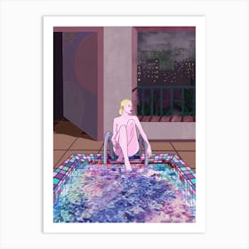 Solitude Girl next to the pool Art Print