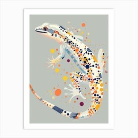 Coral Tokay Gecko Abstract Modern Illustration 4 Art Print