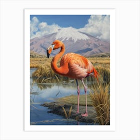Greater Flamingo Andean Plateau Chile Tropical Illustration 2 Art Print
