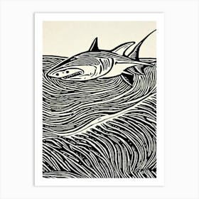 Bonnethead Shark Linocut Art Print