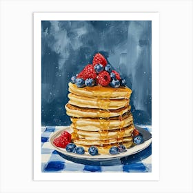 Pancakes Blue Checkerboard 4 Art Print