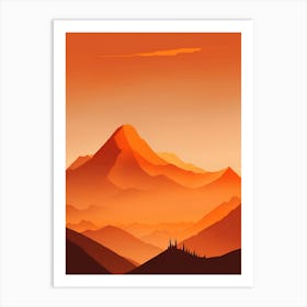 Misty Mountains Vertical Composition In Orange Tone 141 Art Print