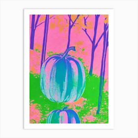 Pumpkin Risograph Retro Poster vegetable Art Print