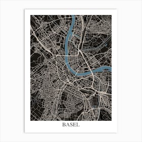 Basel Black Blue Art Print