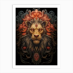 Lion Art Painting Naive Style 3 Art Print