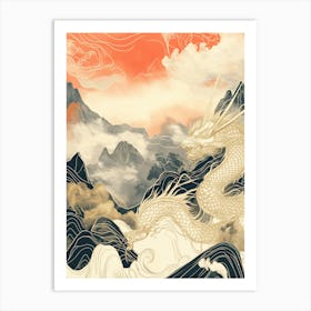 Chinese Dragon Mountains Art Print