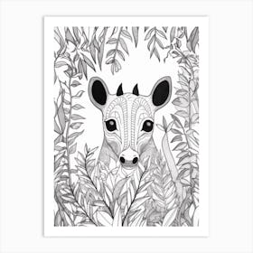Line Art Jungle Animal Tapir 2 Art Print