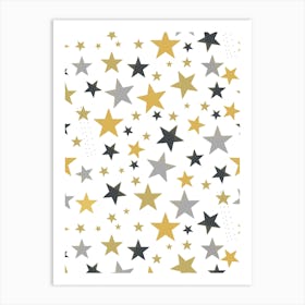 Golden Silver Stars Art Print