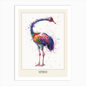 Ostrich Colourful Watercolour 2 Poster Art Print