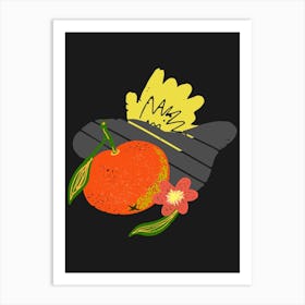 Oranges And Flowers Art Print