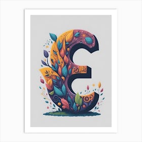 Colorful Letter E Illustration 11 Art Print