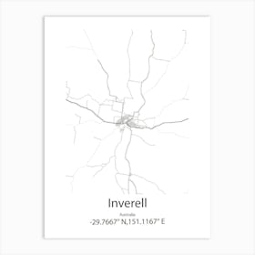 Inverell,Australia Minimalist Map Art Print