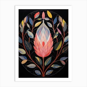 Protea 2 Hilma Af Klint Inspired Flower Illustration Art Print