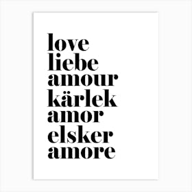 Love Liebe Black Art Print