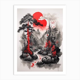 Asian Ink Painting Art Print