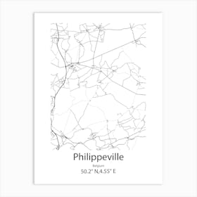 Philippeville,Belgium Minimalist Map Art Print