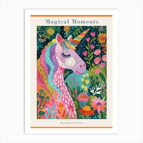 Colourful Unicorn Folky Floral Fauvism Inspired 1 Poster Art Print