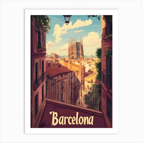 Aihrgdesign A Retro Travel Poster For Barcelona Featuring The 29071277 1a5d 4b43 A83e 548852d0cfdb 3 Art Print